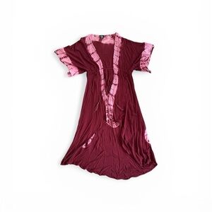 Women's Tie-Dye in Burgundy and Pink. Ties at the waste.